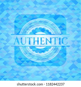 Authentic sky blue emblem. Mosaic background