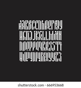 Authentic slavic typeface Balalaika. Custom type vintage lettering font.  Stock vector typography for labels, headlines, posters etc.