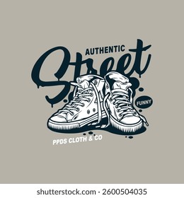 AUTHENTIC STREET FUNNY-PPDS CLOTH AND CO - MODERN AND STYLISH TYPOGRAPHY DESIGN, VECTOR PRINT T-SHIRT, GRAPHIC VECTOR DESIGN, URBAN STYLE, STREET WEAR FASHION ILLUSTRATION, 