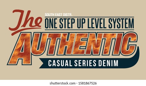 Authentic stylish active sport typography for t-shirt and apparel abstract design. Vector print, poster. Global swatches.