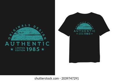Authentisches T-Shirt-Design, Retrodruck für T-Shirt-Design, Vektorgrafik.