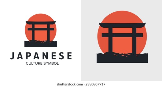 Authentic Torii Logo Design: Japanese Cultural Symbol in Vector Illustration