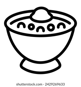 Authentic Ukrainian borsch icon outline vector. Homemade veggie soup. Traditional beetroot recipe