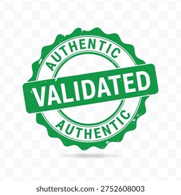 Authentic Validated Stamp. Authentic validated rubber stamp badge vector green approval seal