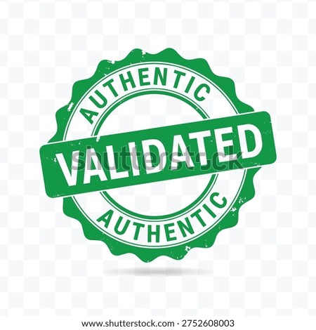 Authentic Validated Stamp. Authentic validated rubber stamp badge vector green approval seal