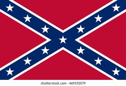Authentic vector flag of the Confederate States of America with the stars and stripes