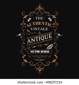 The authentic vintage & antique vector hand drawn frame label antique border blackboard retro 