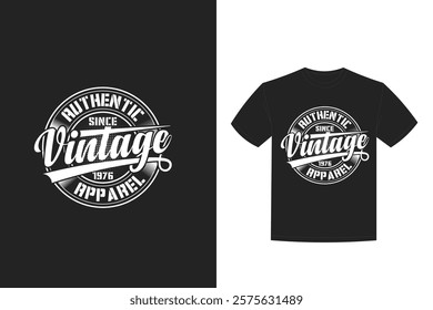 authentic vintage apparel 1976 quotes vintage t shirt design vector