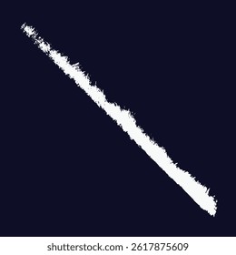 Authentic white chalk stroke vector with rough texture on dark blue. Perfect for school themes, chalkboard designs, and hand-drawn projects. Grainy, natural scribble effect.