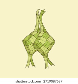 Authentische gewebte Palmblatt Reiskuchen Traditionelle Südostasiatische festliche Delikatesse Illustration