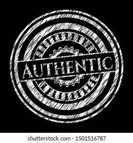 Authentic written on a chalkboard. Vector Illustration. Detailed.