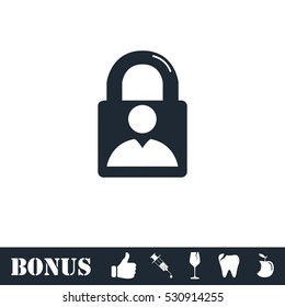 Authenticate icon flat. Vector illustration symbol and bonus pictogram