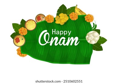 Authentifizieren Sie südindischen Speisen Vorbereitung für Happy Onam Feier in Vektor