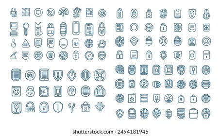 Authentication 50 icon .With Concepts like Containing profile,password,login,username,avatar, connect,Cyber,ITsecurity,technology,cybersecurity, configuration,monitoring system.Simple line vector. 
