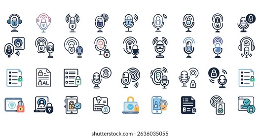 Authentication and Access Control Symbol. Podcast Mic with Shield, Digital Key, and Secure Lock Vector for Branding, Streaming Covers, or Printed Shirt Concepts