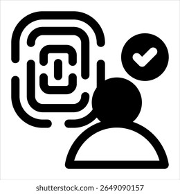 Ilustración vectorial negra del icono de la autenticación en el fondo blanco