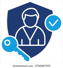 Ilustración vectorial de icono azul plano de autenticación