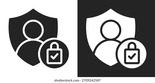Icono De Autenticación En Estilo Glifo Blanco Y Negro
