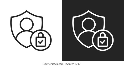 Icono De Autenticación En Estilo De Línea Blanco Y Negro