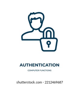 Authentication icon. Linear vector illustration from computer functions collection. Outline authentication icon vector. Thin line symbol for use on web and mobile apps, logo, print media.