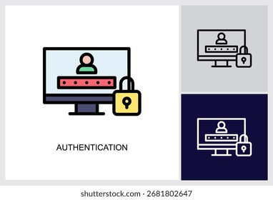 Ícone de autenticação Ilustração de vetor de vários estilos