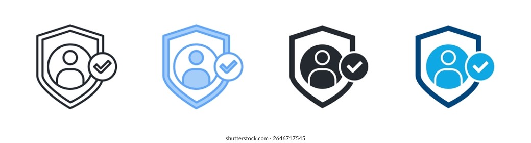 Authentication Icon Set Multiple Style. Designed In Outline, Blue, Glyph, Dual Tone