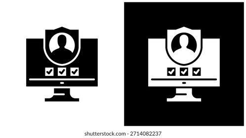 Icono De Autenticación En Fondo Blanco Y Negro