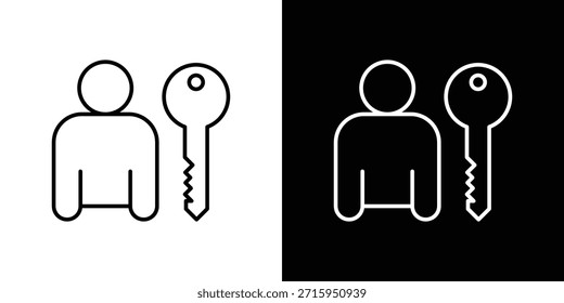 Icono de autenticación. Símbolo plano simple. Ilustración de pictograma de contorno negro perfecto