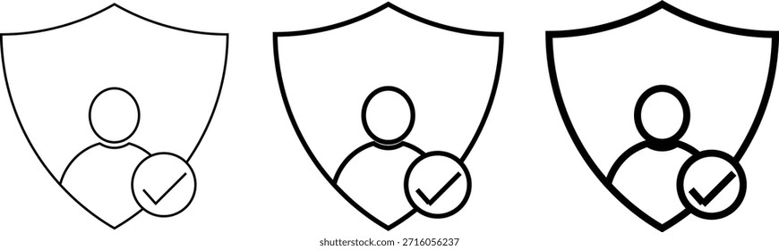 ícone de autenticação. Símbolos de verificação do usuário. Ícones de autenticação de identidade. Sinais de verificação e acesso à conta
