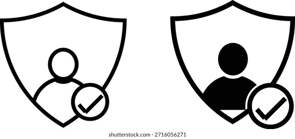 icono de autenticación. Símbolos de verificación de usuario. Iconos de autenticación de identidad. Acceso a la Cuenta y señales de verificación
