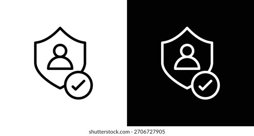 Authentication icon. Vector linear icon isolated in black and white