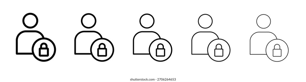 Icono de autenticación colección de Vector de Web en trazos negros