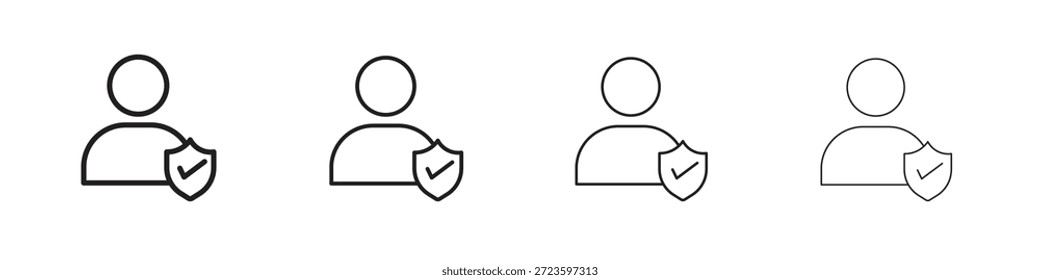 Los iconos de autenticación delinean el diseño de Vector negro. Línea con trazo editable.