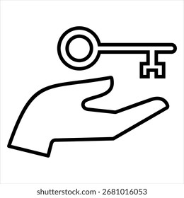 Vetor de Ilustração do Ícone de Contorno da Chave de Autenticação