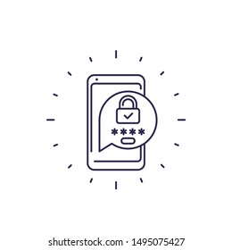 authentication, password access line icon