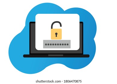 Authentication password secure notice login verification with laptop vector design.