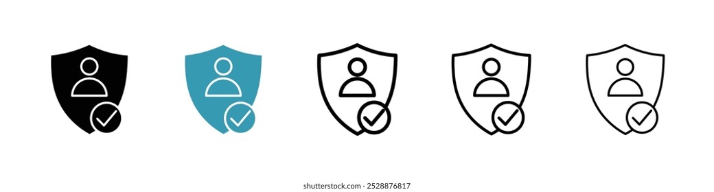Authentication vector icon set in black and blue colors.