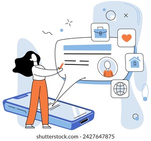 Authentication. Vector illustration. Access to certain features requires proper authorization and permission Data security relies on verifying authenticity and integrity information User verification