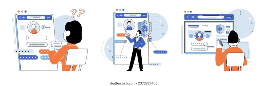 Authentication. Vector illustration. Authorization determines level access granted to user The authentication concept emphasizes importance verifying user identity A robust security system