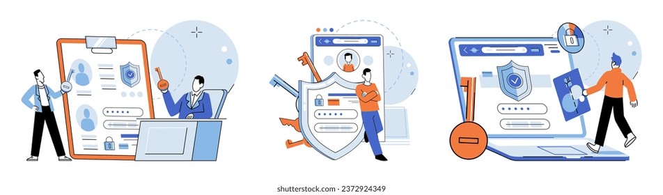 Autenticación. Ilustración vectorial. Deben aplicarse medidas de privacidad para salvaguardar la información del usuario Las opciones de accesibilidad deben estar disponibles para los usuarios sin comprometer la seguridad Acceso