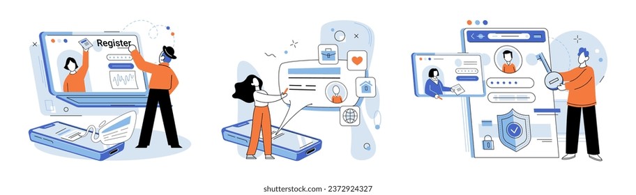 Authentication. Vector illustration. User interface design should prioritize accessibility and security The authentication process ensures only authorized users access system The security system