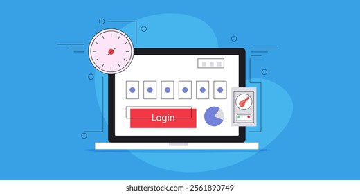 Authenticator app protecting accounts from unauthorized access, time based one time password, Authenticator app for extra security - vector illustration with icons