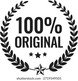 Insignia de autenticidad 100% original, corona de laurel, diseño de logotipo