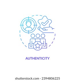 Authenticity blue gradient concept icon. Self expression. Safe environment. Community support. Social inclusion. Person identity abstract idea thin line illustration. Isolated outline drawing