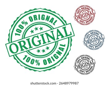 Garantia de autenticidade Carimbo original gráfico verde vermelho azul preto Design Elements Vetor Certified Genuine Seal