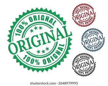 Garantia de autenticidade Vintage Original Stamp Design Elementos em verde vermelho azul e preto
