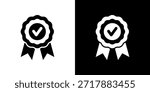 Authenticity icon black and white filled.