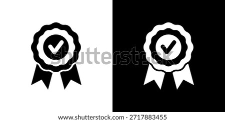 Authenticity icon black and white filled.
