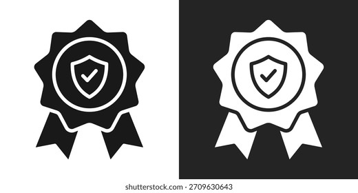 Icono De Autenticidad En Estilo Glifo Blanco Y Negro