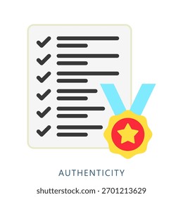 Icono de la ilustración de la mini autenticidad. Uso Para El Concepto Moderno, Impresión, Ui, Ux Kit, Web Y Desarrollo De App. Vector Relacionado Con Finanzas De Negocios, Administración Y Más
